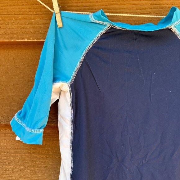 Op Boys Swim Shirt South Shore Surf School Design Blue & White Rash Guard Size M - Picture 8 of 11